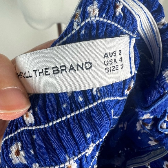 Anthropologie Faithfull The Brand Del Mar Ruched Blue Floral Mini Dress Size S - Picture 10 of 13